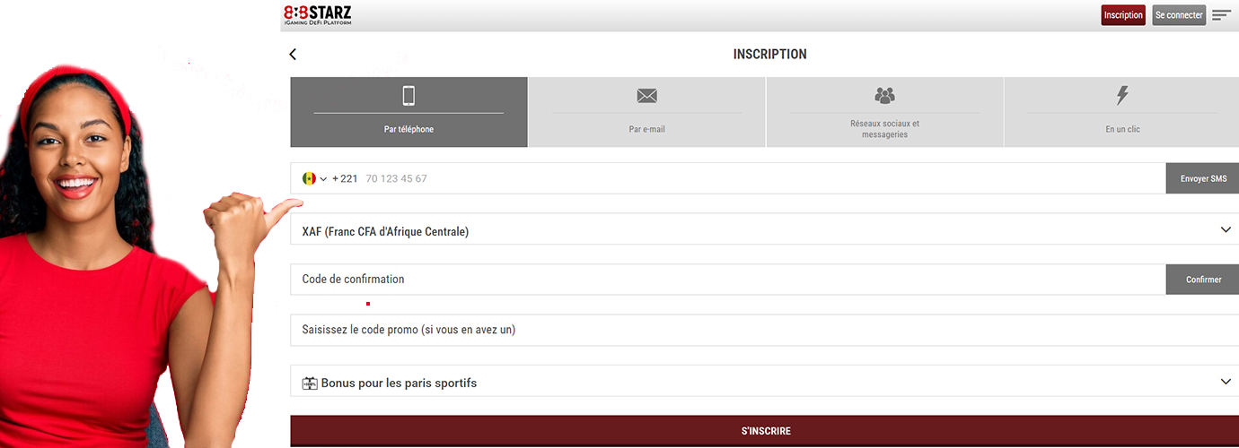 Comment s'inscrire sur le site 888starz. 